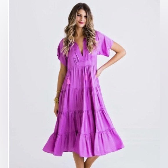 Karlie Dresses & Skirts - Karlie Magenta Boho Midi Dress Size Small wedding festival whimsical cottagecore